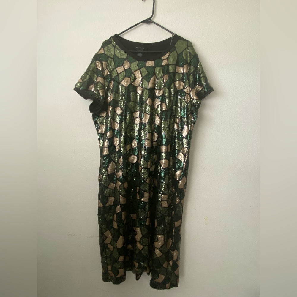 Ashley Stewart Green and Gold Sequin Mini Dress - Picture 4 of 4